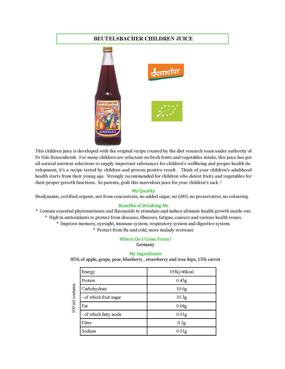 Earth Living 100 Pure Fruit & Veg Juice